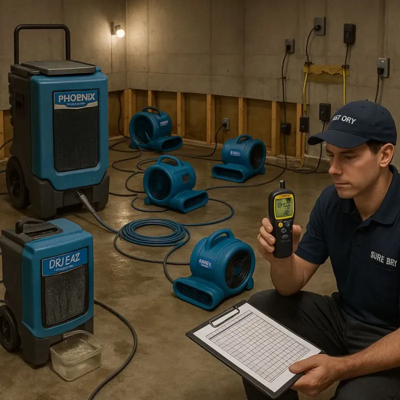 Structural Drying and Dehumidification process in Russells Point, OH